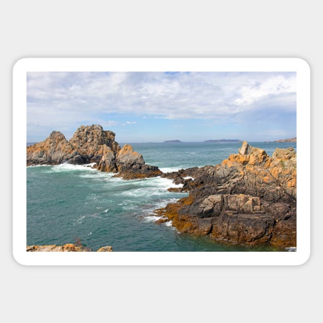 Rocky promontory of Little Sark, Channel Islands Sticker by HazelWright